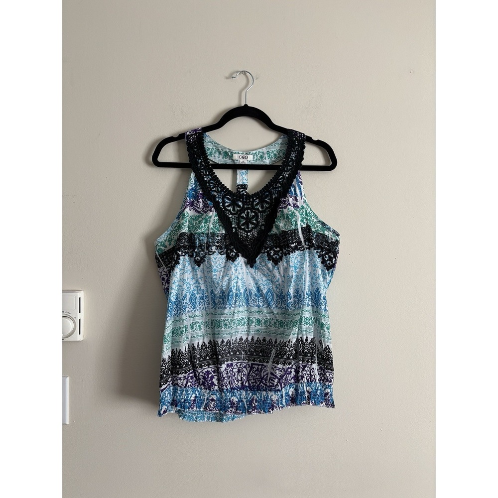 VTG Cato Y2K Womens XL Sleeveless Top Floral Bubble‎ Fitted Waist 90s 2000s